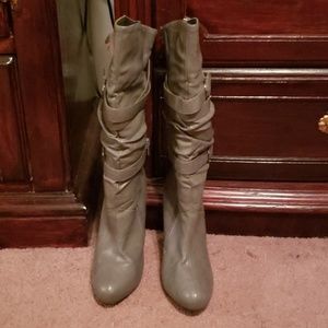 Grey calve high boots